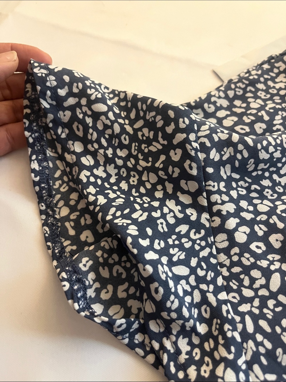 She + Sky Navy and White Printed Smocked Romper - Picture 6 of 9